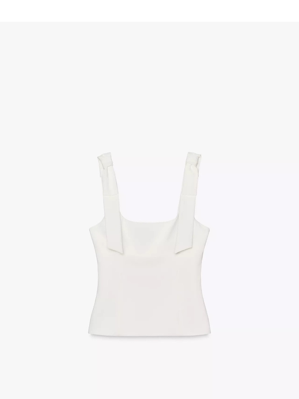 Zara White Square-Neck Tank with Bow Straps